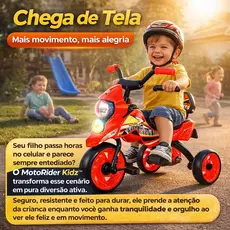 Triciclo Infantil Moto Vermelho Seguro Resistente Criança 1 Ano + MotoRider Kidz