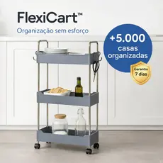 Prateleira Multiuso Organizador Com Rodinhas Portatil 3 Andares Cinza Moderno