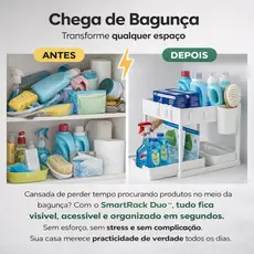 Organizador Multiuso 2 Níveis com Bandeja Corrediça SmartRack Duo™ White Cozinha Banheiro