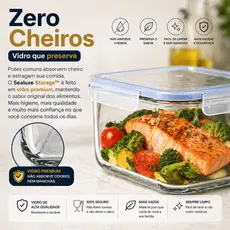 Pote Hermetico Vidro Armazenamento Alimentos 1040 ml Tampa Plastica Veda