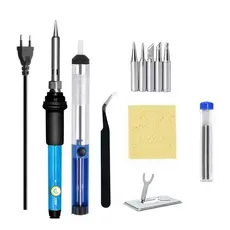 Kit Ferro Solda + Tubete Estanho Com 11 Peças E Sugador Solda 60W-(127V-220V)