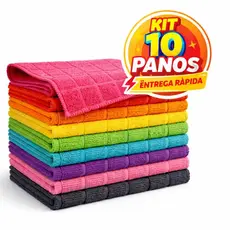 Kit 10 Panos De Limpeza Microfibra alta absorção Multiuso