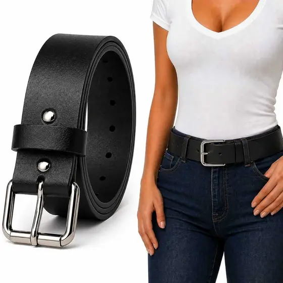 Cinto Feminino com Fivela Prata Casual