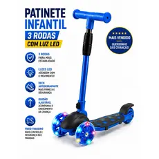 PATINETE INFANTIL 3 Rodas Com Luz e Led  Seguro Criança Luz Colorida Rodas Silicone Ajustável