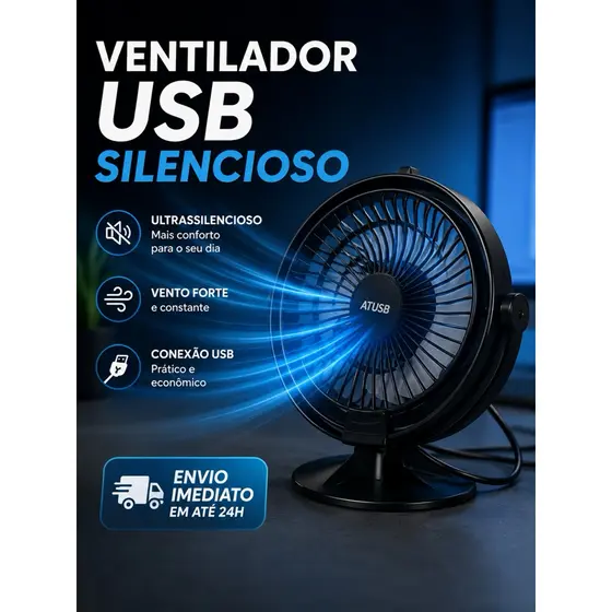 VENTILADOR USB PORTÁTIL Silencioso De Mesa Redondo Compacto, Mini Ventilador Forte, Calor Escritório