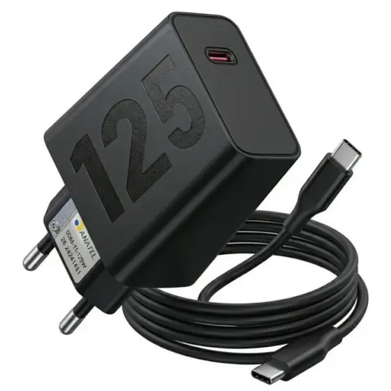 Carregador Turbo 125W Fonte e Cabo Tipo C 6A Carga Ultra Rápida Compatível Com Motorola