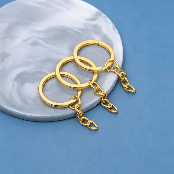 50-300 Pçs Argolas Para Chaveiro C/ Corrente -25mm Prata/dourado