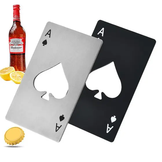 Spades um tipo de cartão de crédito criativo formato de cartão de jogo ferramentas domésticas de aço inoxidável cerveja