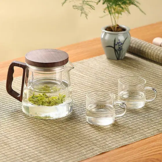 Copo de três peças de vidro transparente com alto teor de borosilicato, escritório doméstico, grande capacidade, separaç