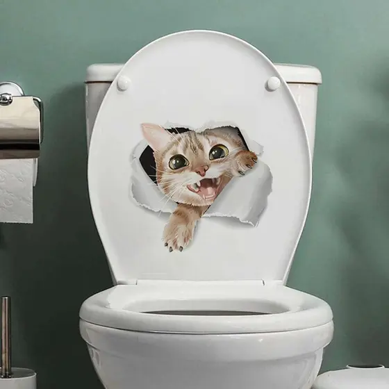 YF012-W gatinho quebrado adesivos de parede adesivos de banheiro adesivos de parede decoração de banheiro adesivos de pa