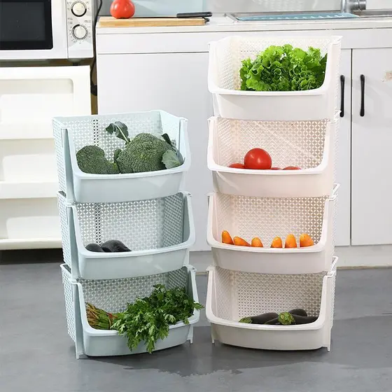 Cesta de vegetais de cozinha rack de chão Multi-camada rack de armazenamento colocar frutas vegetais cesta de armazename