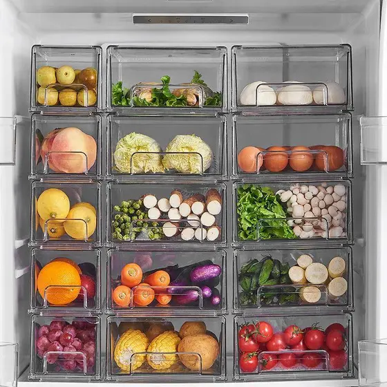 Cozinha transparente geladeira caixa de armazenamento tipo gaveta caixa de manutenção fresca Multi-camada alimentos frut