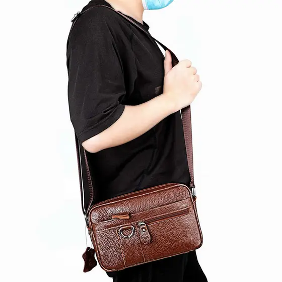 Bolsa masculina de ombro bolsa mensageiro primeira camada de couro feminino bolsa de couro genuíno bolsa Casual na moda