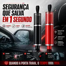 Martelo de Segurança Veicular 2 em 1 Quebra Vidro e Corta Cinto de Emergência Automotivo Compacto para Carro Caminhão