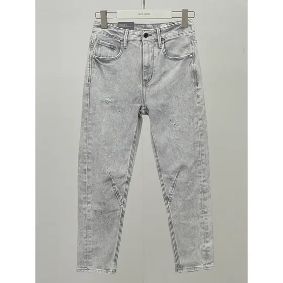 Mais fino olhar carne tibetana capaz jeans feminino primavera outono na moda cinza calças cônicas tornozelo comprimento
