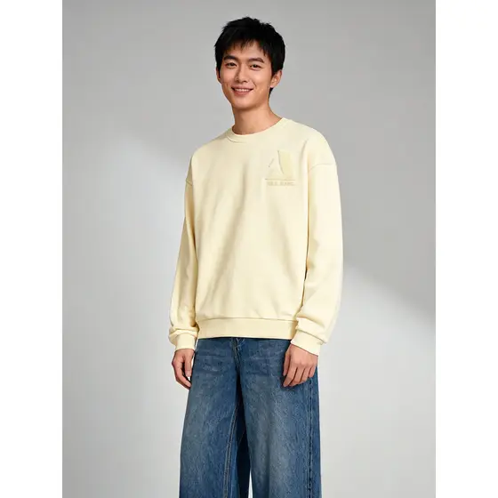 Capaz JEANS masculino feminino moletom primavera outono em torno do pescoço bordado High Street Unisex solto manga compr