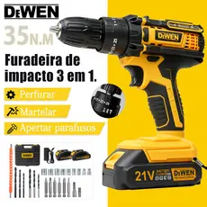 Parafusadeira Furadeira 21V Profissional Bateria Íons de Lítio | Bivolt Kit de 29 Acessórios e Maleta