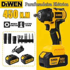 DEWEN Chave De Impacto Parafusadeira 88V Com Motor Brushless, Amarelo Portátil Soquetes com Maleta Profissional