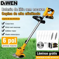 Carro de Cortar Grama Roçadeira Profissional 2 Baterias Cortador de Grama Kit Com Lâminas Agrícola/Lar Aparador de Grama