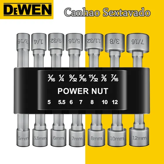 JLD 14pcs Jogo De Soquete Bits Canhão Sextavado Parafusadeira Sae Parafuso De Chave De Soquete Mé