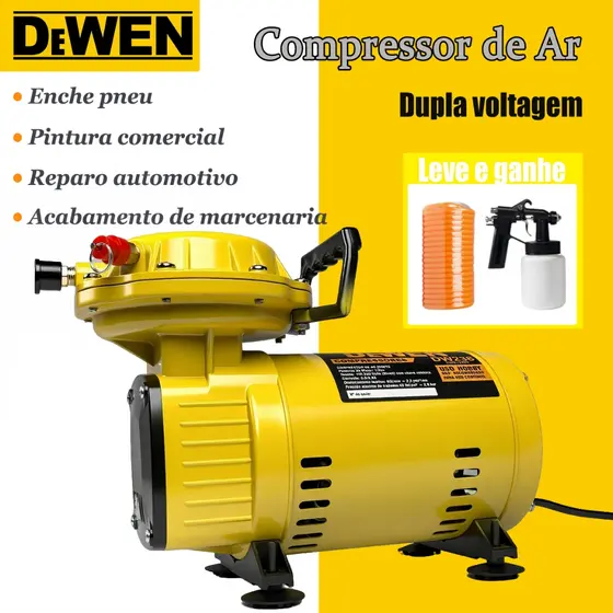 DEWEN Compressor de Ar Portátil Ar Direto Profissional 1/3CV（HP ）110V/220V Bivolt 2.8Bar Compressor Parafuso