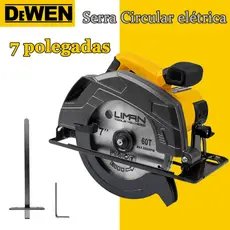 Serra Circular Elétrica Profissional 185mm 1400W Amarela Com Guia Preciso e Empunhadura Emborrachada Para Madeira