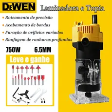 Kit Tupia Laminadora Manual 6.5mm Com 15 Peças Kit Fresa E Maleta Fresadora Elétrica Para Entalhe em Madeira e Decoraçã
