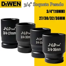 Soquete Sextavado 27mm/30mm/32mm/36mm Curto Encaixe 3/4" Aço cromo Linha Pesada Caminhão Crv