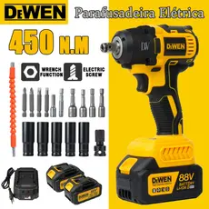 Chave de Impacto 88V DEWEN - Chave De Impacto Sem Escova 450NM (1/2IN) Pol Parafusadeira Chave De Impacto 2 Baterias