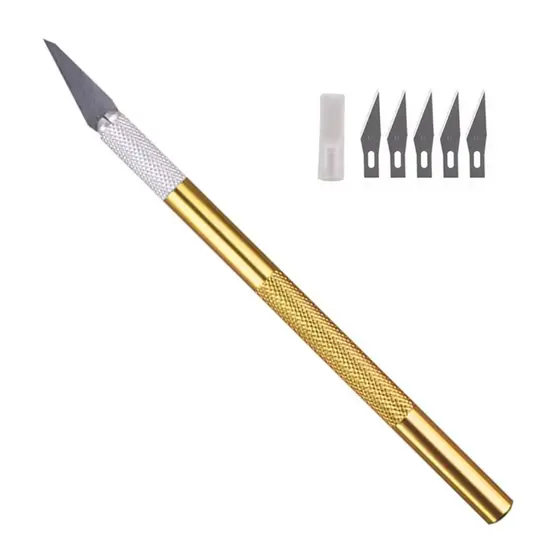 Estilete Bisturi de Precisão + 6 Lâminas | Corte Profissional para Artesanato e Personalização