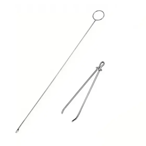 Kit Passador de Elástico e Cordão + Virador Roletê em Aço Inox