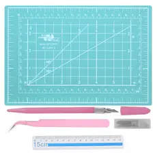 Kit Base de Corte A5 + Régua 15cm + Estilete de Precisão + Pinça Curva