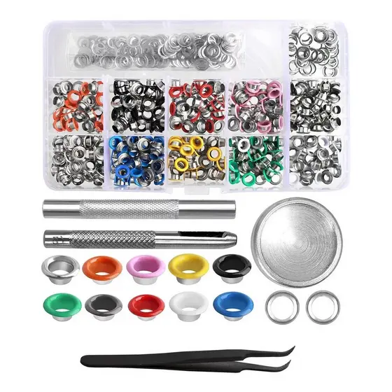 Kit Ilhós Coloridos 400 Peças + Aplicador Manual + Vazador