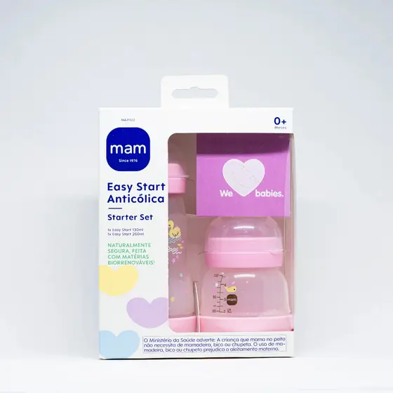 Kit 2un Mamadeira MAM START Anticólica - ROSA - 130ml + 260ml
