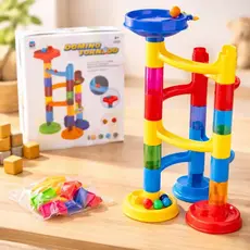 Pista Labirinto Tornado Bola de Gude Rampa Giratório Brinquedo Educativo Montar Encaixar Infantil Colorida Achadinhos
