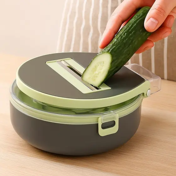 Mandoline Ralador Redondo 15 Peças Fatiador Legumes Verduras Processador Manual Cozinha Rápido