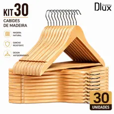 Ambito Dlux Kit 30 Cabides Madeira Para Roupas, Cabide Premium Elegante E Resistente Para Camisas, Casacos E Ternos