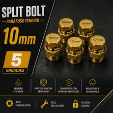 Kit 5 Conector Split Bolt Parafuso Fendido Fio E Cabo 10mm Dourado