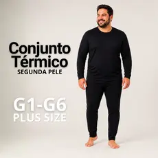 Conjunto Térmico Plus Size Masculino Segunda Pele Peluciado Flanelado Pijama Inverno