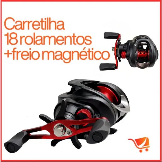 Carretilha Pesca 18 Rolamentos Freio Magnético Drag 8 Kg Dourado Direito