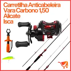 Kit Carretilha 19 Rol Anticabeleira + Vara 1,80 + Itens
