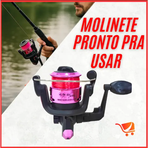 Molinete De Pesca RV200 Com Linha Leve E Forte Pronto Pra Uso Alta Resistência 10kg
