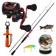 Kit Pesca Tucunaré Carretilha Anticabeleira + Vara Carbono 30 LBS- Itens