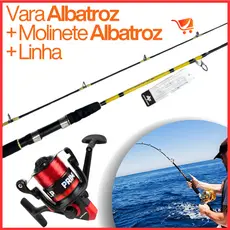 Kit Pesca Albatroz 20kg Molinete C/ Linha + Vara Maciça 40lb Solid + Alicate