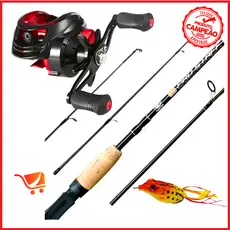 Kit Pesca Traíra Carretilha Anticabeleira + Vara Carbono Albatroz + Isca