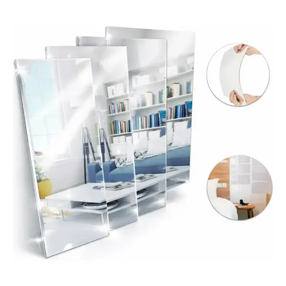 Kit 6 Espelhos Acrílico 40x30 Adesivo Decorativo Funcional Quarto Roupeiro Box Banheiro