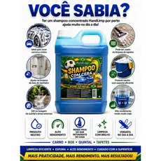SHAMPOO AUTOMOTIVO COM CERA DE CARNAÚBA 5L CONCENTRADO DILUIÇÃO 1:50 ALTO RENDIMENTO