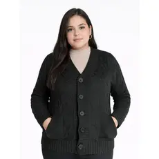 Casaco Feminino de Tricô Plus Size G1 com Botões – Elegante, Quentinho e Confortável