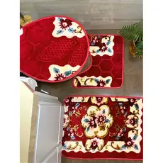 Jogo de Tapetes para Banheiro com Design Floral Vintage, Antiderrapante e Absorvente