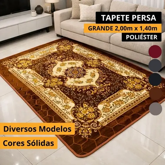 Tapete Floral Grande 2,00m x 1,40m Antiderrapante Árabe para Sala Quarto gigante